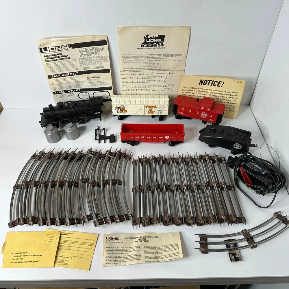 Vintage 1981 Lionel 8902 Train Lot 5 Cars O Gauge Transformer Paperwork Untested